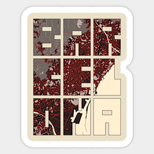 Barcelona, Spain City Map Typography - Vector Sticker